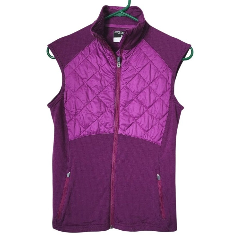 ICEBREAKER Merino Largo Ellipse Vest Merino Wool Quilted Purple Berry Gorpcore S